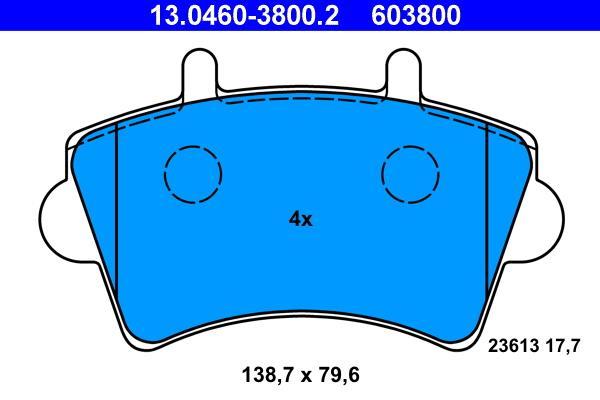 Jeu de 4 plaquettes de frein ATE ref. 13.0460-3800.2