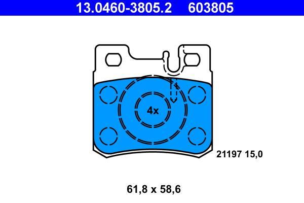 Jeu de 4 plaquettes de frein ATE ref. 13.0460-3805.2