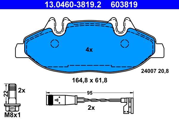Jeu de 4 plaquettes de frein ATE ref. 13.0460-3819.2