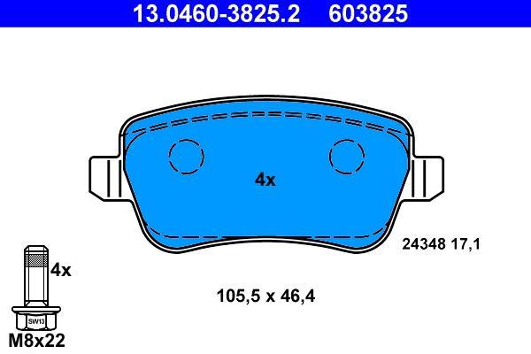 Jeu de 4 plaquettes de frein ATE ref. 13.0460-3825.2