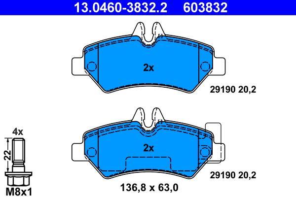 Jeu de 4 plaquettes de frein ATE ref. 13.0460-3832.2