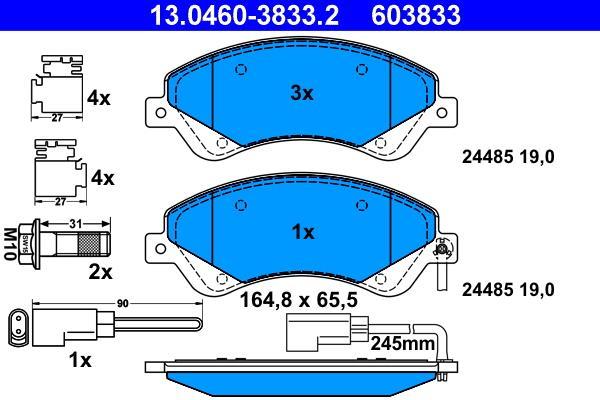 Jeu de 4 plaquettes de frein ATE ref. 13.0460-3833.2
