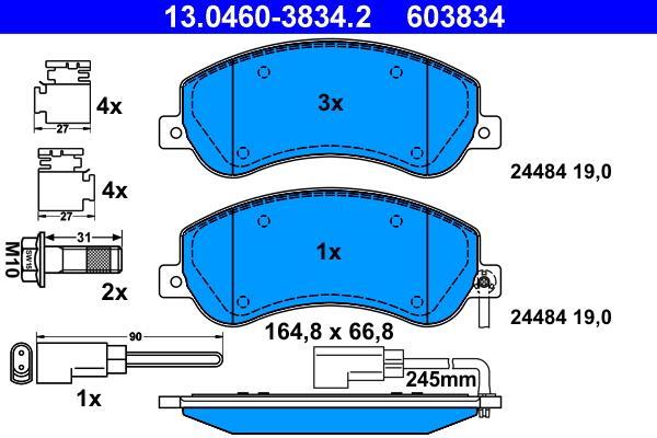 Jeu de 4 plaquettes de frein ATE ref. 13.0460-3834.2