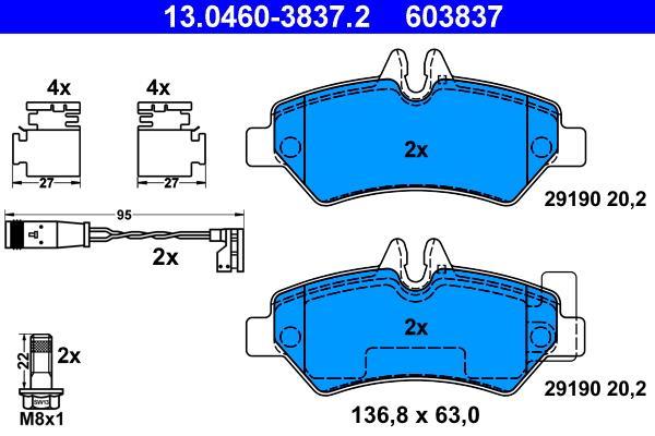 Jeu de 4 plaquettes de frein ATE ref. 13.0460-3837.2