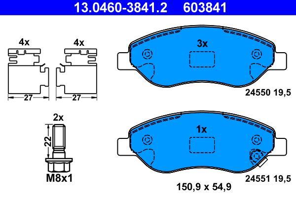 Jeu de 4 plaquettes de frein ATE ref. 13.0460-3841.2