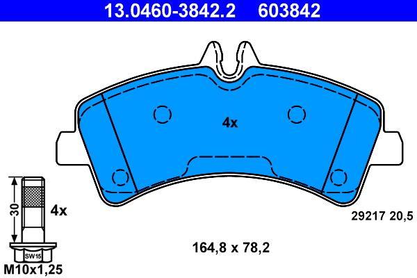 Jeu de 4 plaquettes de frein ATE ref. 13.0460-3842.2