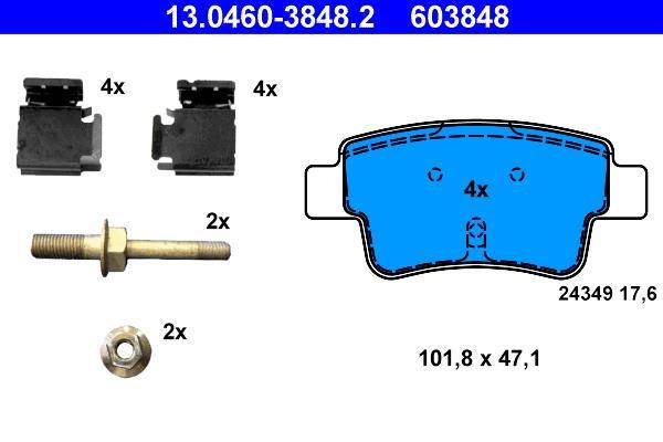 Jeu de 4 plaquettes de frein ATE ref. 13.0460-3848.2