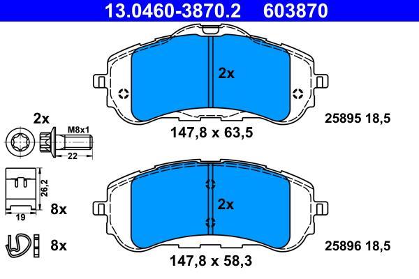Jeu de 4 plaquettes de frein ATE ref. 13.0460-3870.2