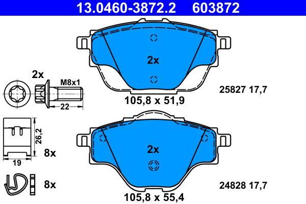 Jeu de 4 plaquettes de frein ATE ref. 13.0460-3872.2