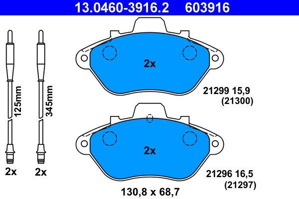 Jeu de 4 plaquettes de frein ATE ref. 13.0460-3916.2
