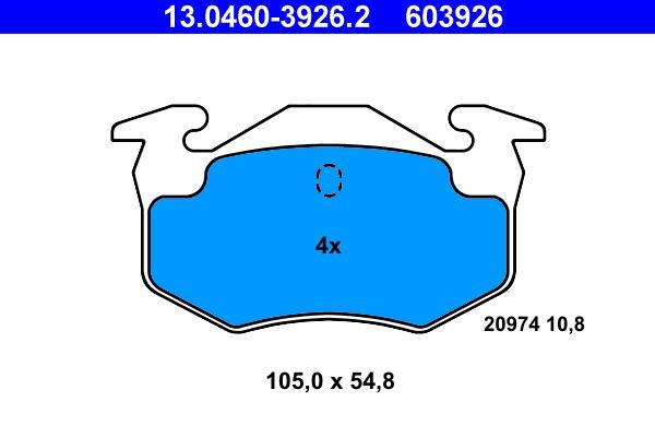 Jeu de 4 plaquettes de frein ATE ref. 13.0460-3926.2