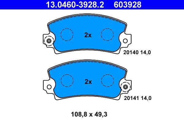 Jeu de 4 plaquettes de frein ATE ref. 13.0460-3928.2