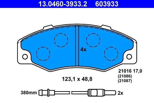 Jeu de 4 plaquettes de frein ATE ref. 13.0460-3933.2