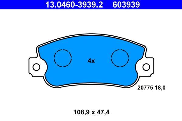 Jeu de 4 plaquettes de frein ATE ref. 13.0460-3939.2