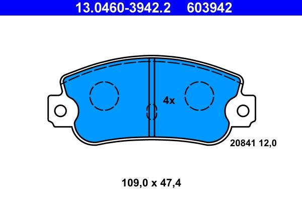 Jeu de 4 plaquettes de frein ATE ref. 13.0460-3942.2