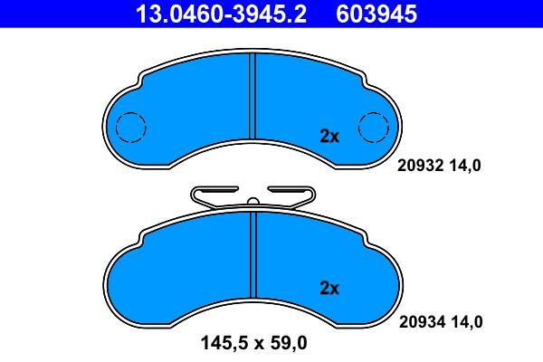 Jeu de 4 plaquettes de frein ATE ref. 13.0460-3945.2
