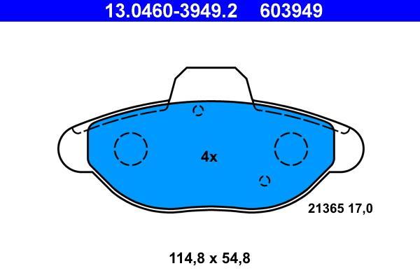 Jeu de 4 plaquettes de frein ATE ref. 13.0460-3949.2