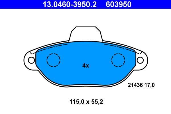 Jeu de 4 plaquettes de frein ATE ref. 13.0460-3950.2