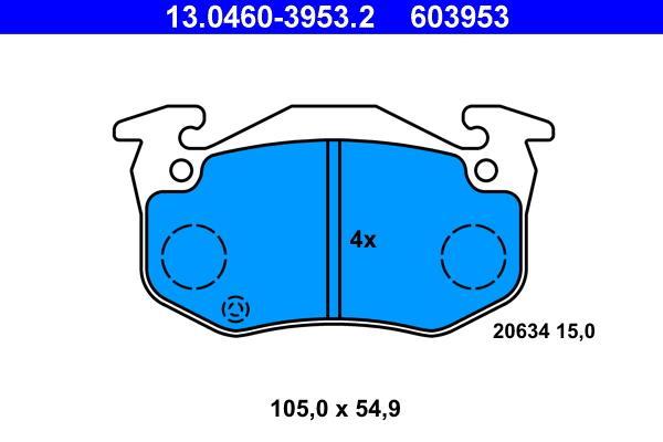 Jeu de 4 plaquettes de frein ATE ref. 13.0460-3953.2