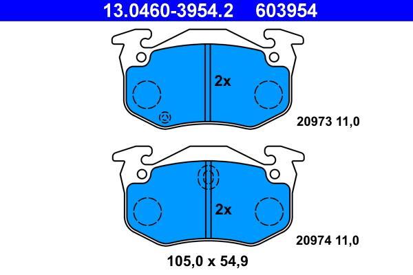 Jeu de 4 plaquettes de frein ATE ref. 13.0460-3954.2