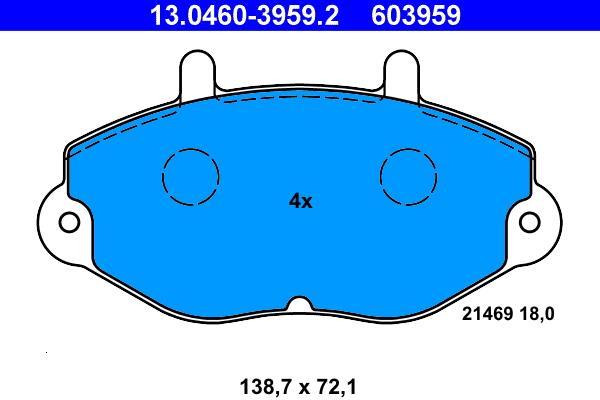 Jeu de 4 plaquettes de frein ATE ref. 13.0460-3959.2
