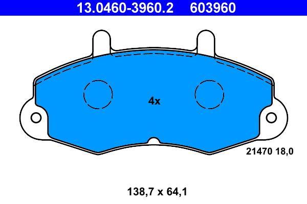 Jeu de 4 plaquettes de frein ATE ref. 13.0460-3960.2