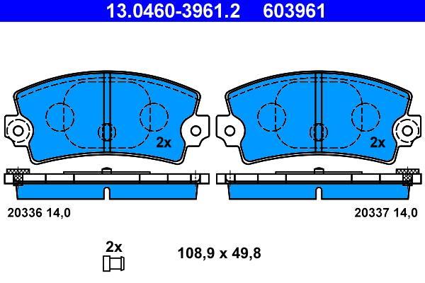Jeu de 4 plaquettes de frein ATE ref. 13.0460-3961.2
