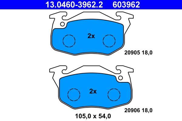 Jeu de 4 plaquettes de frein ATE ref. 13.0460-3962.2