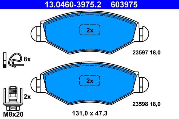 Jeu de 4 plaquettes de frein ATE ref. 13.0460-3975.2