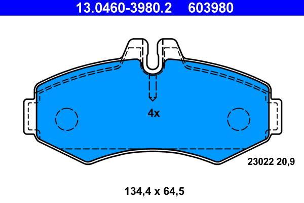 Jeu de 4 plaquettes de frein ATE ref. 13.0460-3980.2