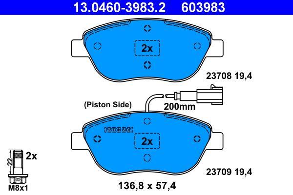 Jeu de 4 plaquettes de frein ATE 13.0460-3983.2