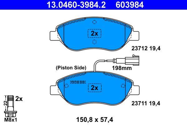 Jeu de 4 plaquettes de frein ATE ref. 13.0460-3984.2