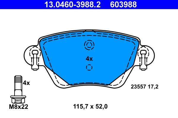 Jeu de 4 plaquettes de frein ATE ref. 13.0460-3988.2