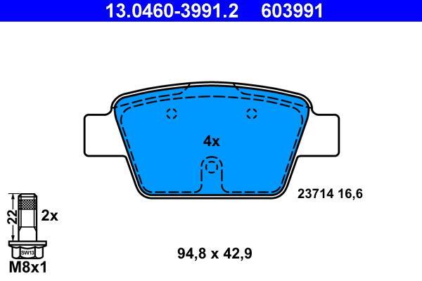 Jeu de 4 plaquettes de frein ATE ref. 13.0460-3991.2