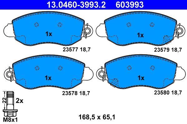 Jeu de 4 plaquettes de frein ATE ref. 13.0460-3993.2