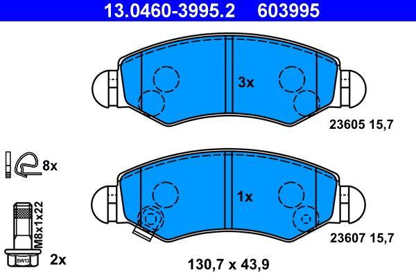 Jeu de 4 plaquettes de frein ATE 13.0460-3995.2