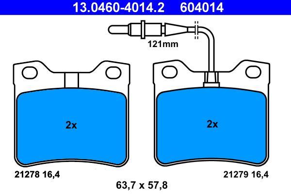 Jeu de 4 plaquettes de frein ATE ref. 13.0460-4014.2
