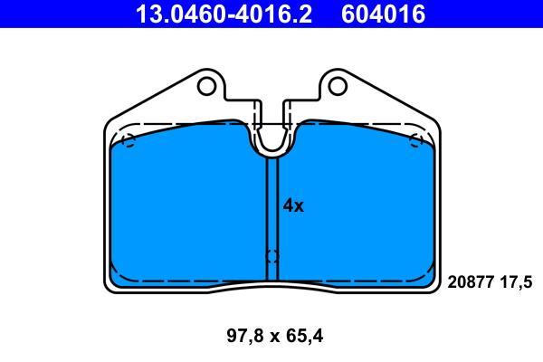 Jeu de 4 plaquettes de frein ATE ref. 13.0460-4016.2