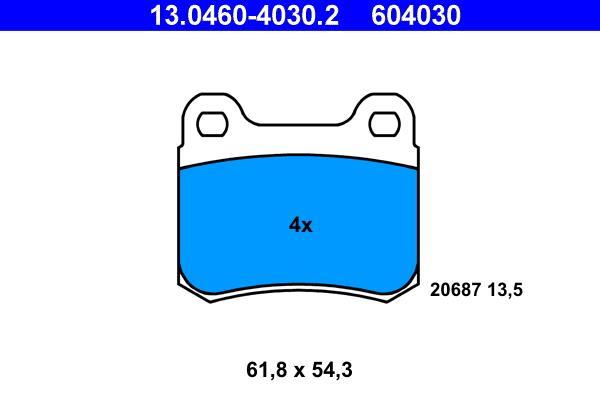 Jeu de 4 plaquettes de frein ATE ref. 13.0460-4030.2