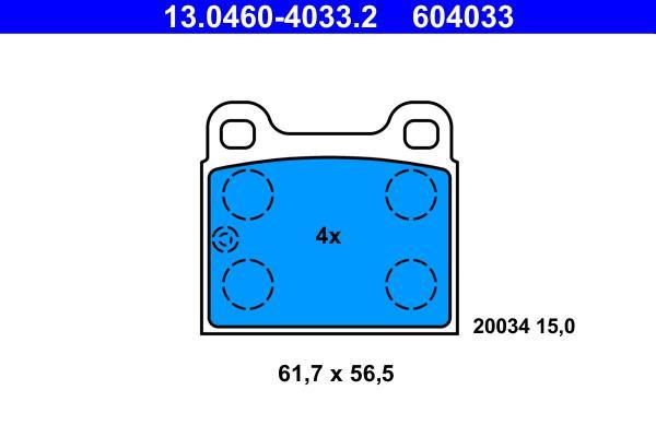 Jeu de 4 plaquettes de frein ATE ref. 13.0460-4033.2