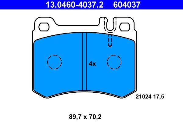Jeu de 4 plaquettes de frein ATE ref. 13.0460-4037.2