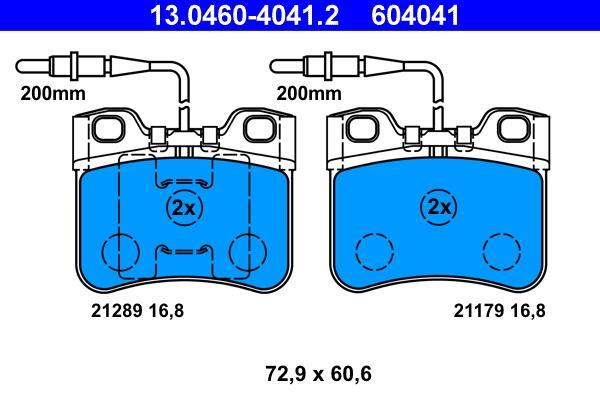 Jeu de 4 plaquettes de frein ATE ref. 13.0460-4041.2