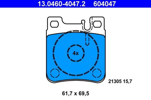Jeu de 4 plaquettes de frein ATE ref. 13.0460-4047.2