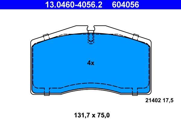 Jeu de 4 plaquettes de frein ATE 13.0460-4056.2