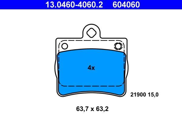 Jeu de 4 plaquettes de frein ATE ref. 13.0460-4060.2