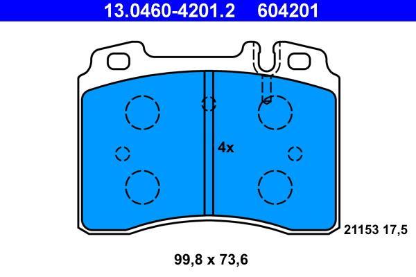 Jeu de 4 plaquettes de frein ATE ref. 13.0460-4201.2