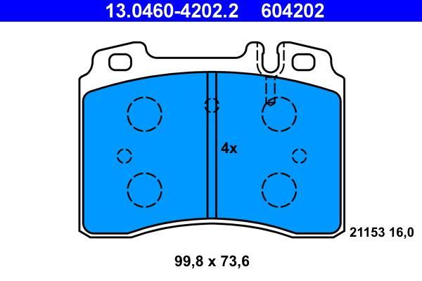 Jeu de 4 plaquettes de frein ATE ref. 13.0460-4202.2