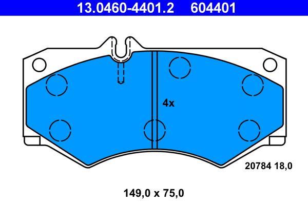 Jeu de 4 plaquettes de frein ATE ref. 13.0460-4401.2