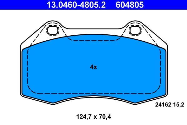 Jeu de 4 plaquettes de frein ATE ref. 13.0460-4805.2