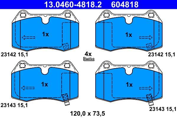 Jeu de 4 plaquettes de frein ATE ref. 13.0460-4818.2